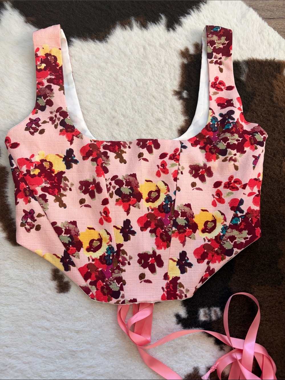 Pink Floral Corset Top
